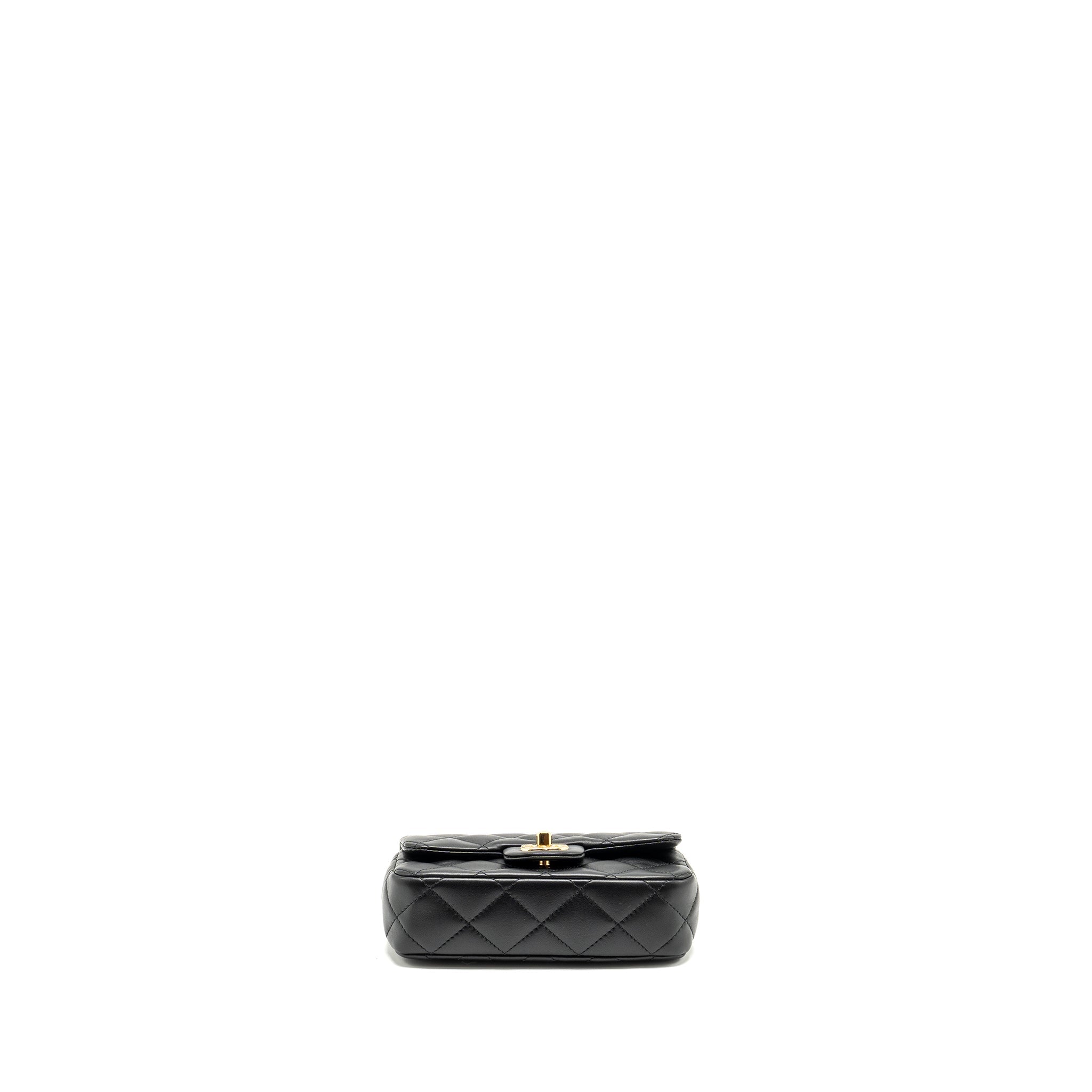 Chanel 24s Top Handle Mini Flap Bag Lambskin Black  (microchip)