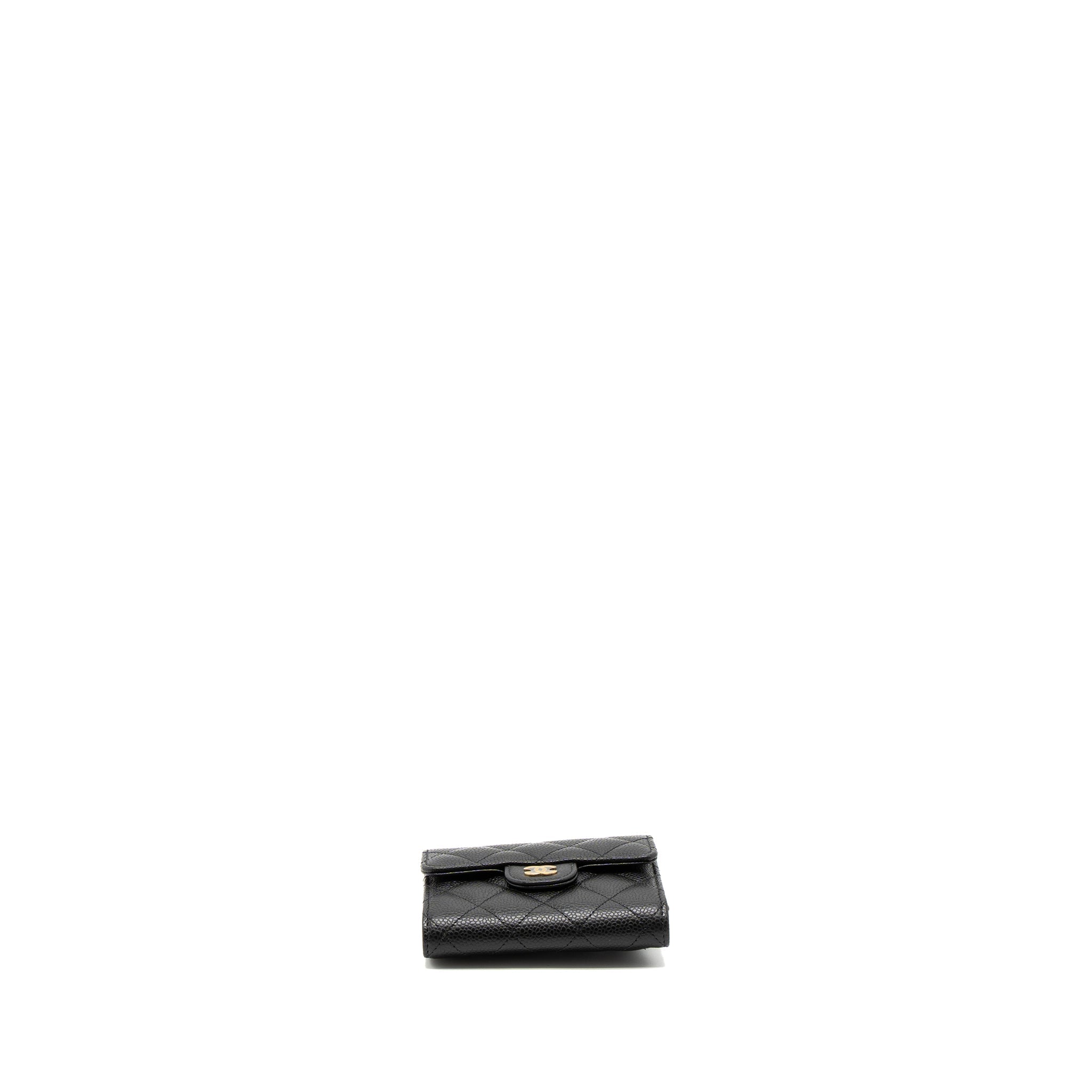 Chanel Classic Compact Wallet Caviar Black L (Microchip)