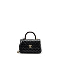 Chanel small coco handle with lizard embossed handle caviar black L (microchip)
