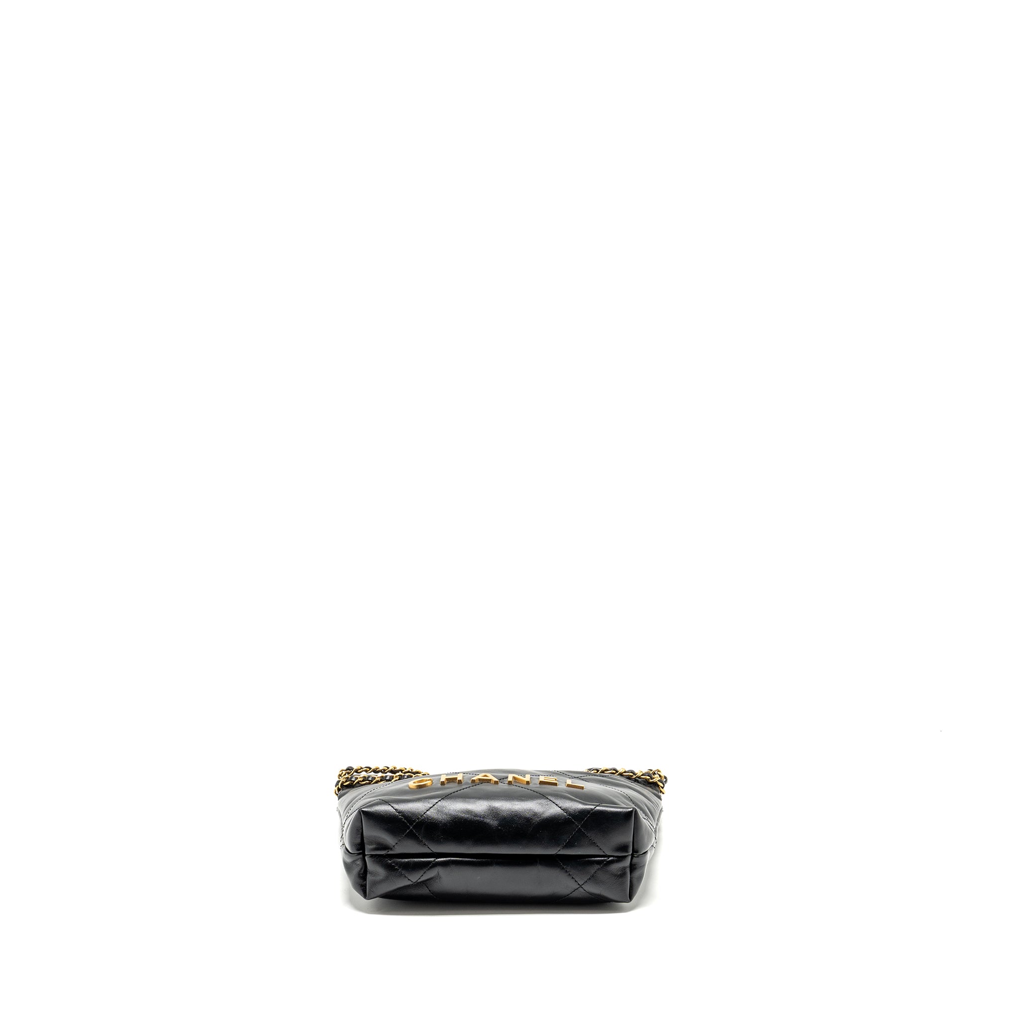 Chanel Mini 22 Bag Shiny Calfskin BLACK  (Microchip)