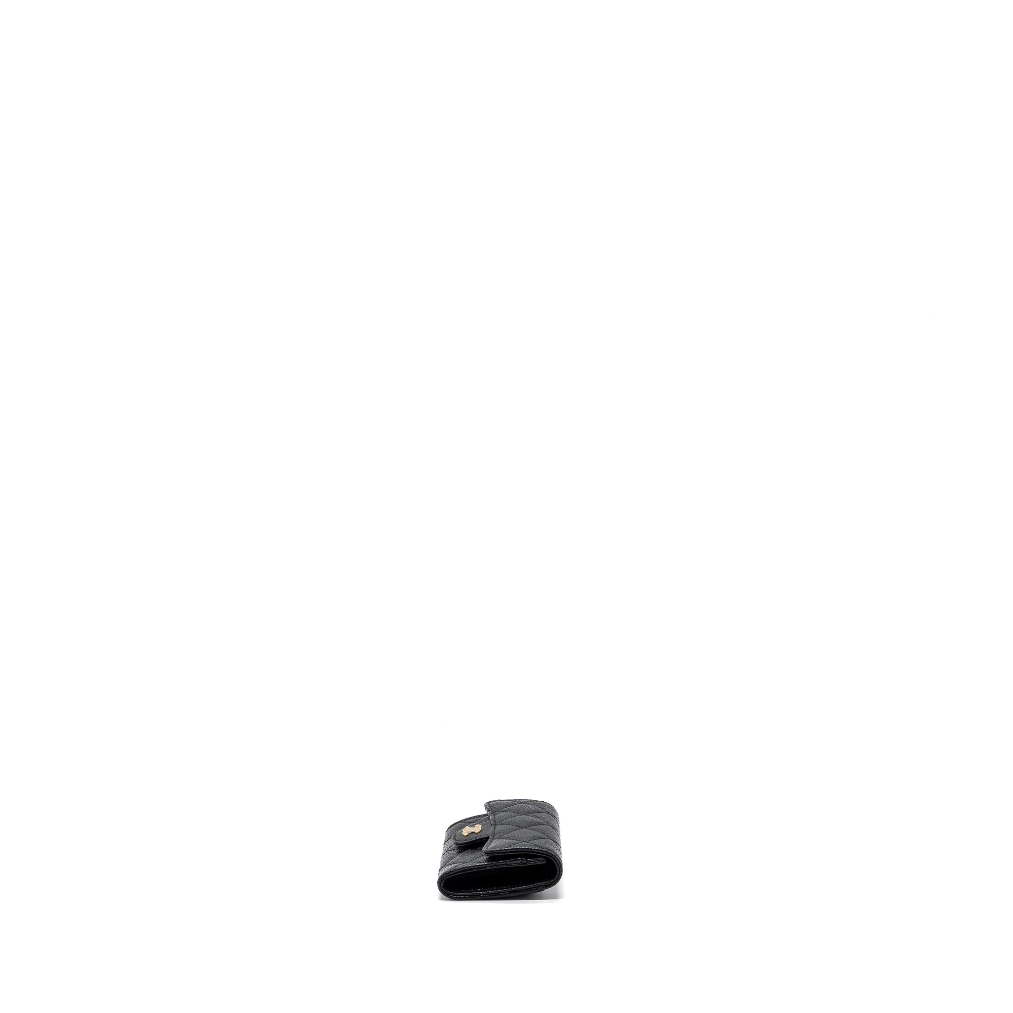 Chanel classic flap card holder caviar black  (microchip)