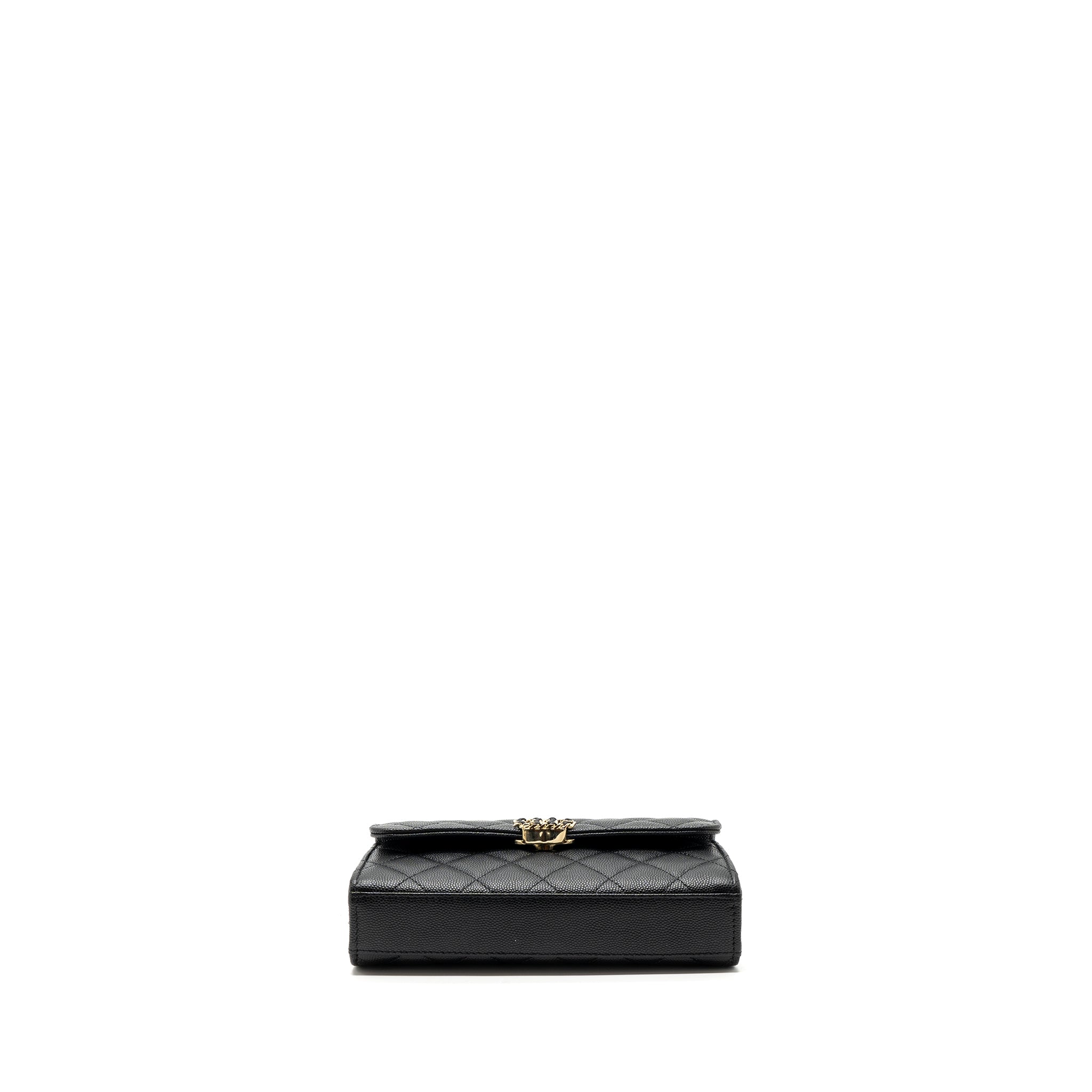 chanel 23p top handle mini flap bag with chain caviar black L (microchip)