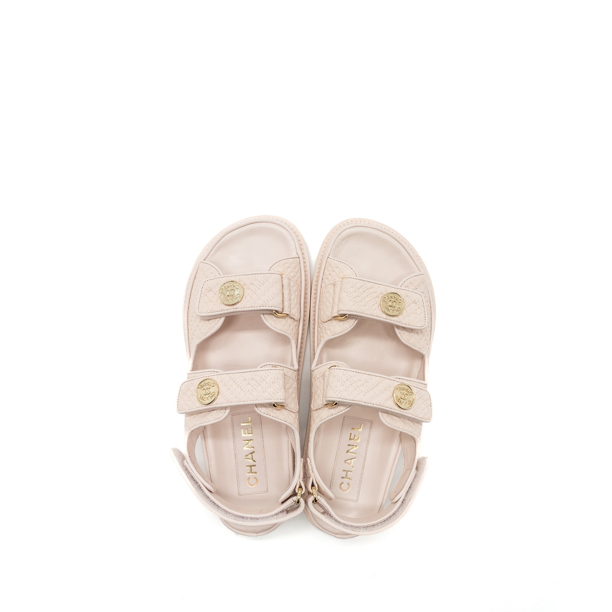 Chanel Size 37.5 Dad Sandals Medallion Light Pink