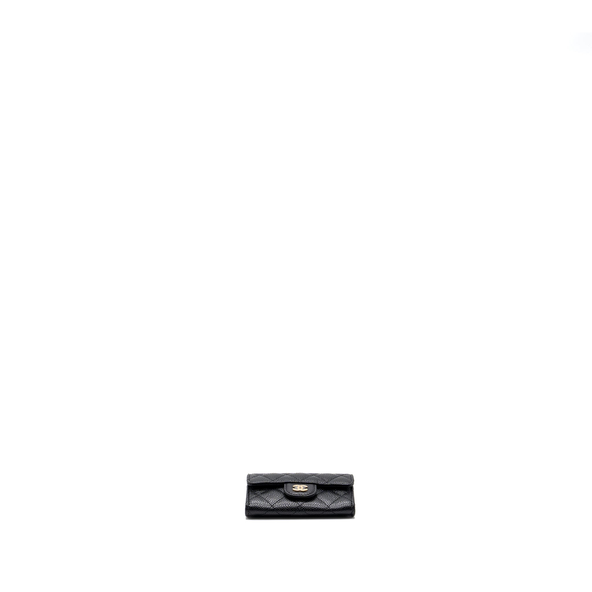 Chanel classic flap card holder caviar black  (microchip)