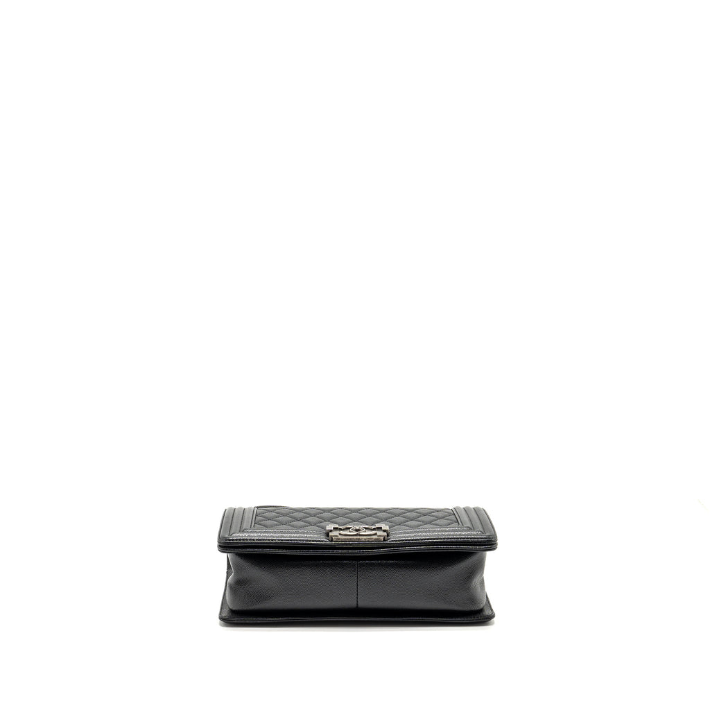 Chanel Medium Boy Bag Caviar Black Ruthenium Silver Hardware