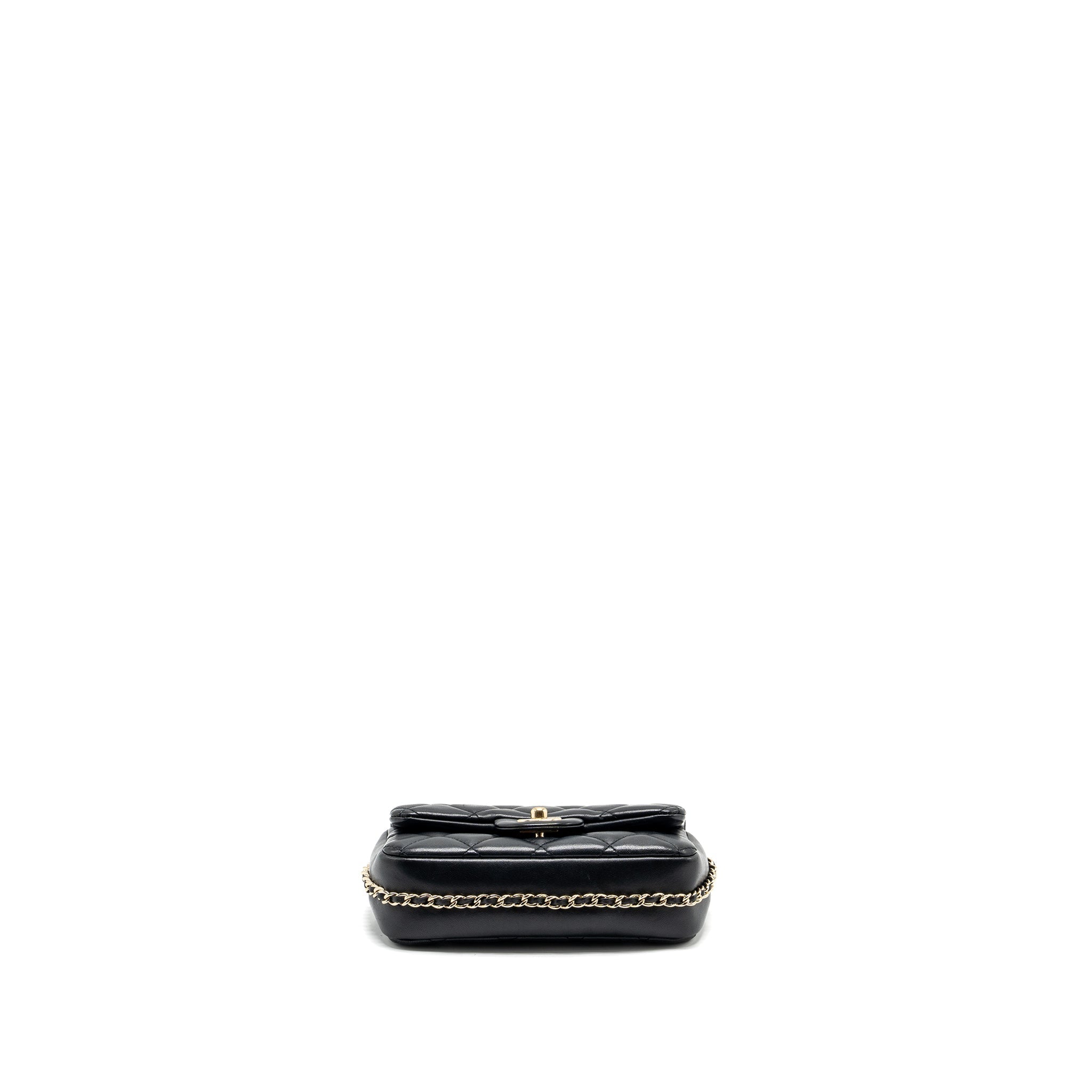 Chanel Pearl Chain Quilted Flap Bag Lambskin Black