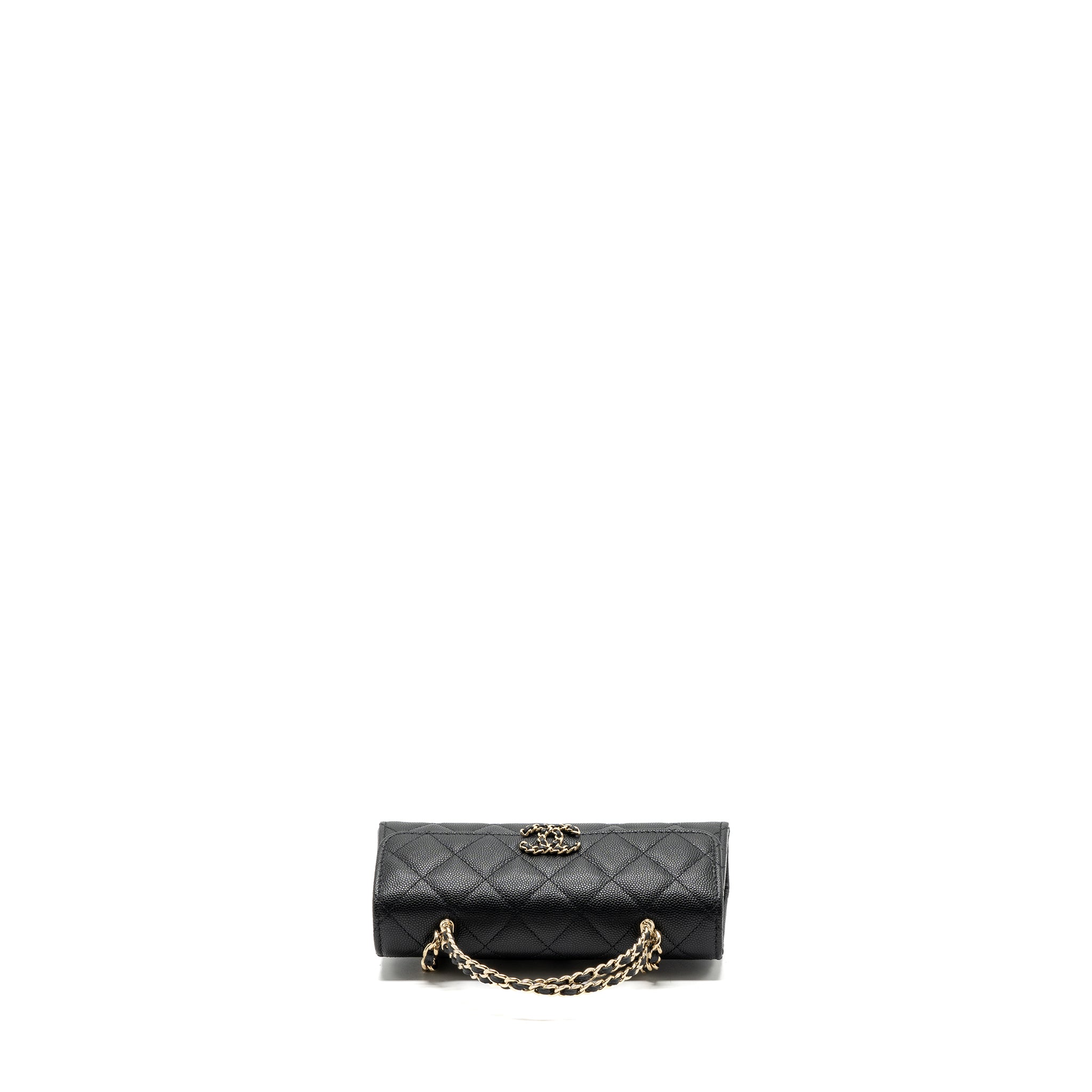 chanel 23p top handle mini flap bag with chain caviar black L (microchip)
