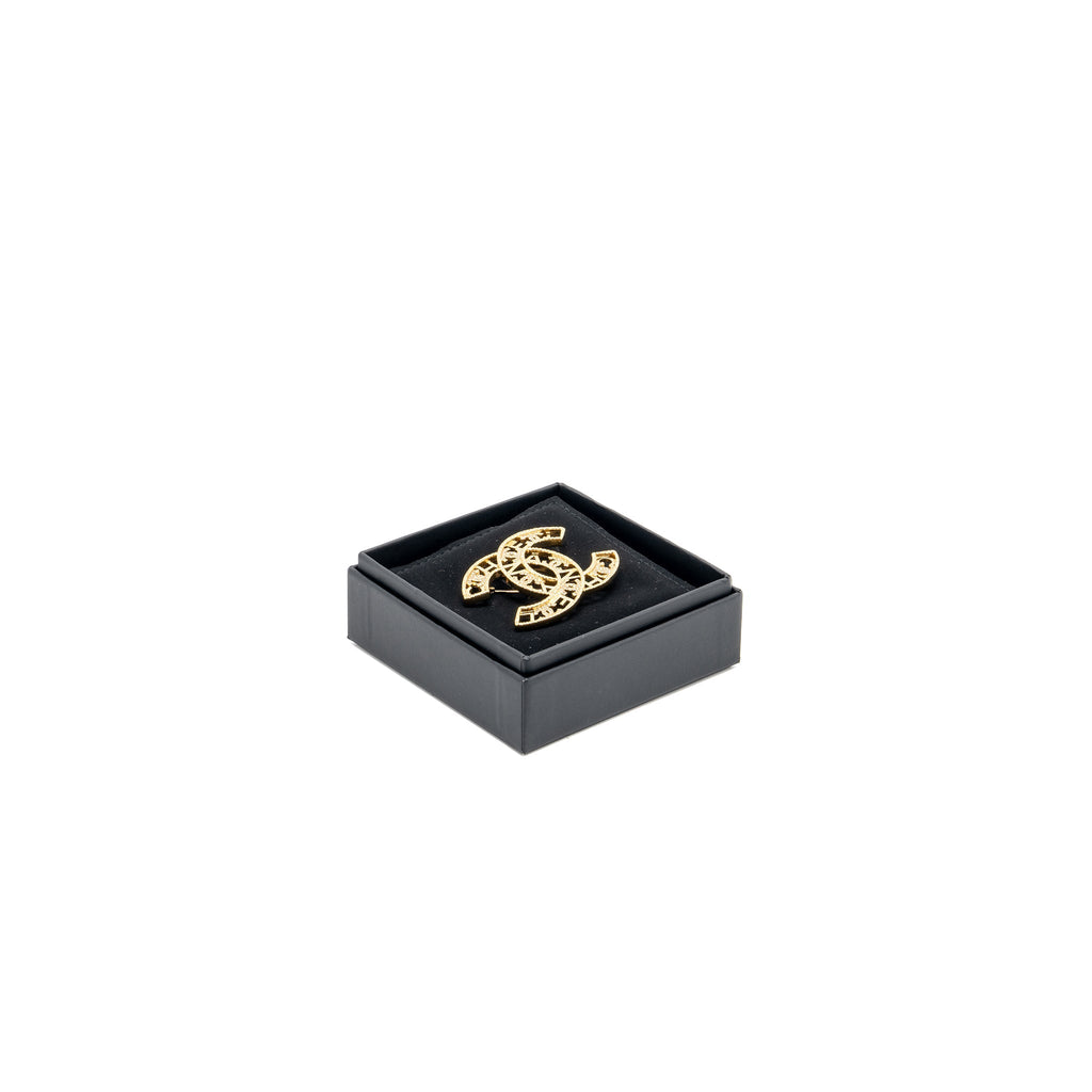 Chanel Letter & CC Logo Crystal Brooch