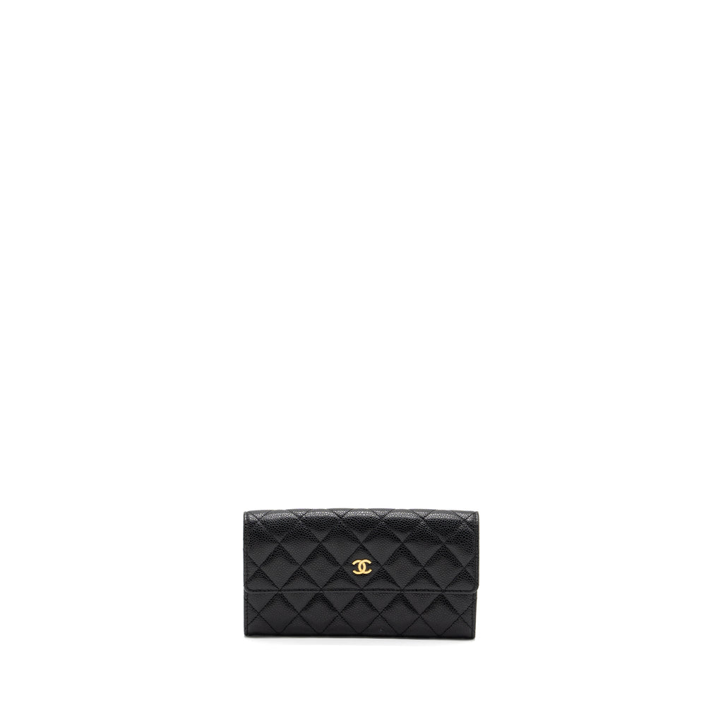 Chanel Flap Long Wallet Caviar Black