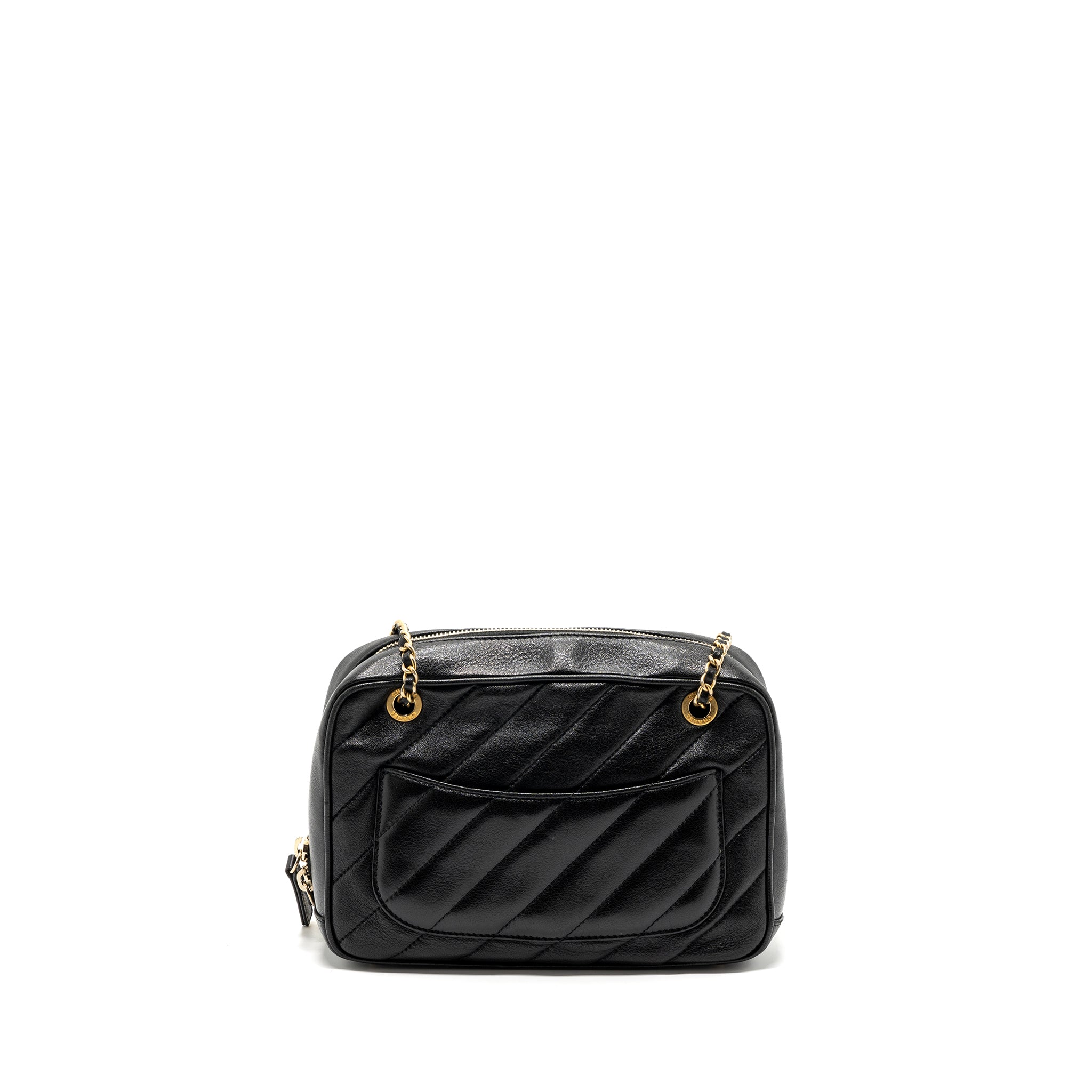Chanel zipper camera chain bag lambskin black