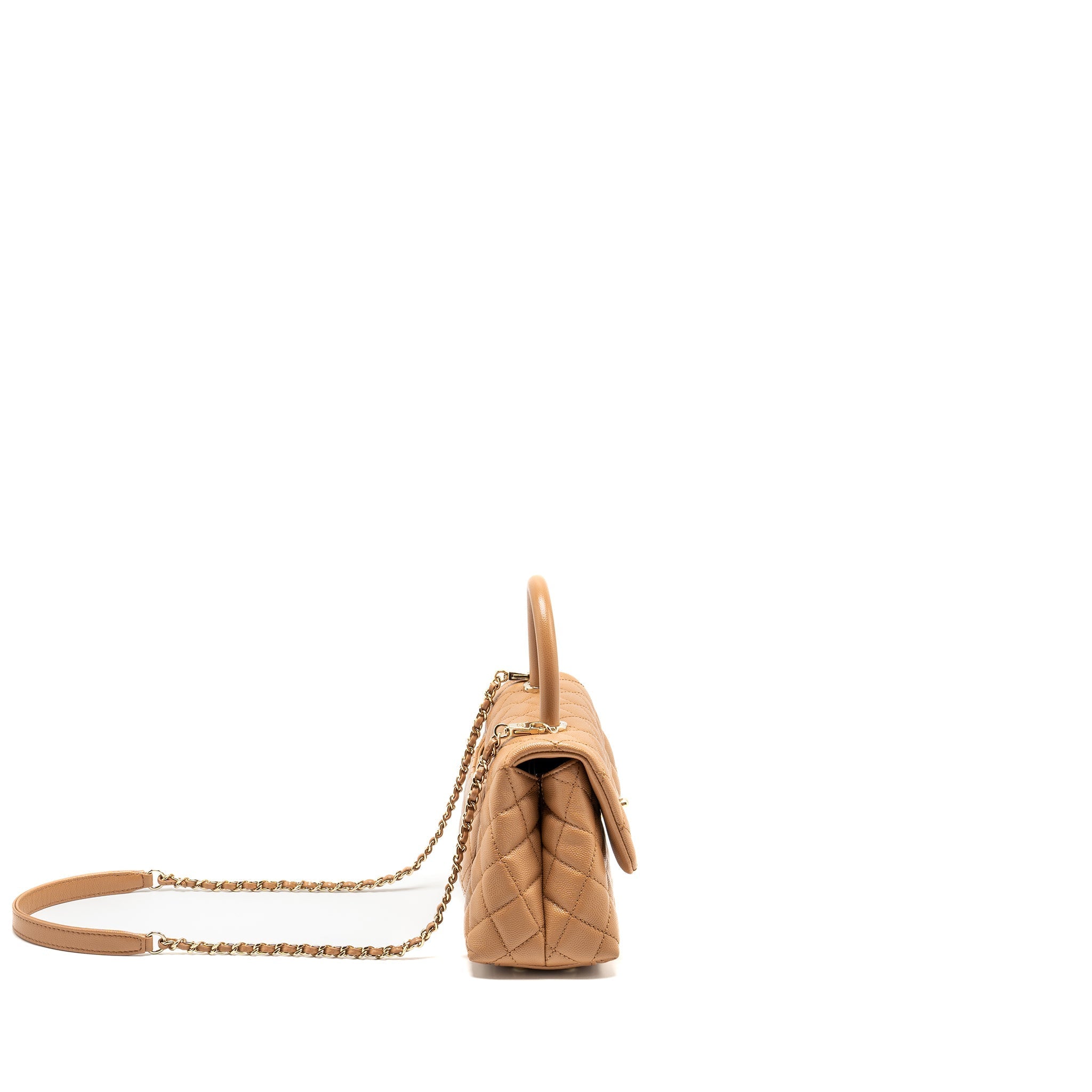 Chanel 21P Small Coco Handle Caviar Caramel L