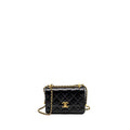 Chanel gold crush mini flap bag calfskin black  (microchip)