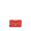 Chanel Medium Classic Double Flap Bag Chevron Lambskin Pink L