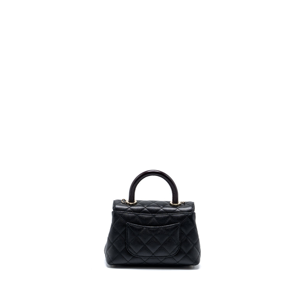 Chanel Mini Coco Handle with Lizard Embossed Handle Caviar Black L (microchip)