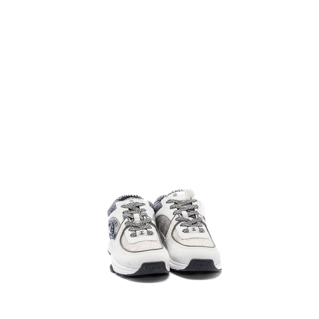 Chanel size38.5 CC logo sneakers suede / fabric light grey