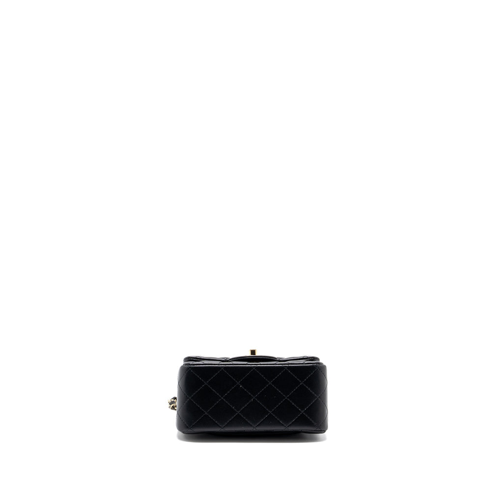 Chanel Classic Mini Square Flap Bag Lambskin Black L (Microchip)