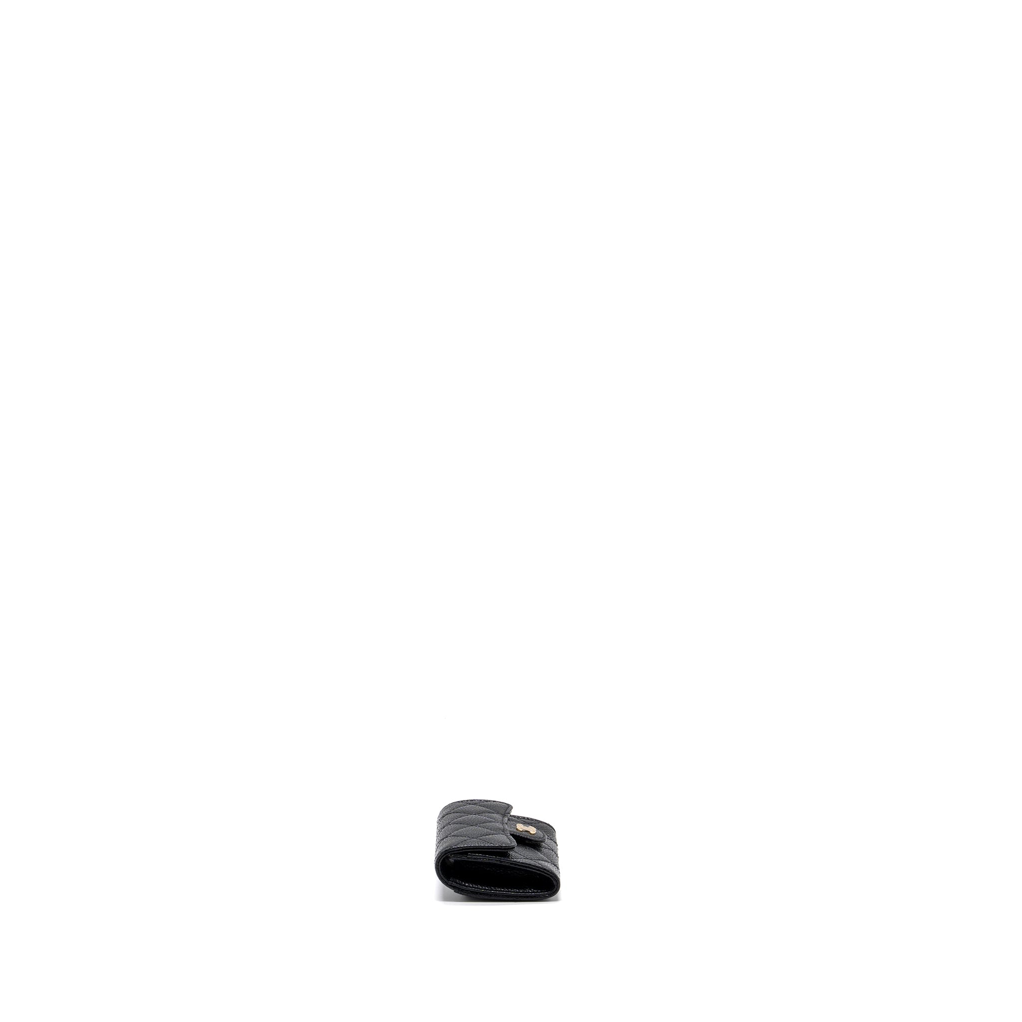 Chanel classic flap card holder caviar black  (microchip)
