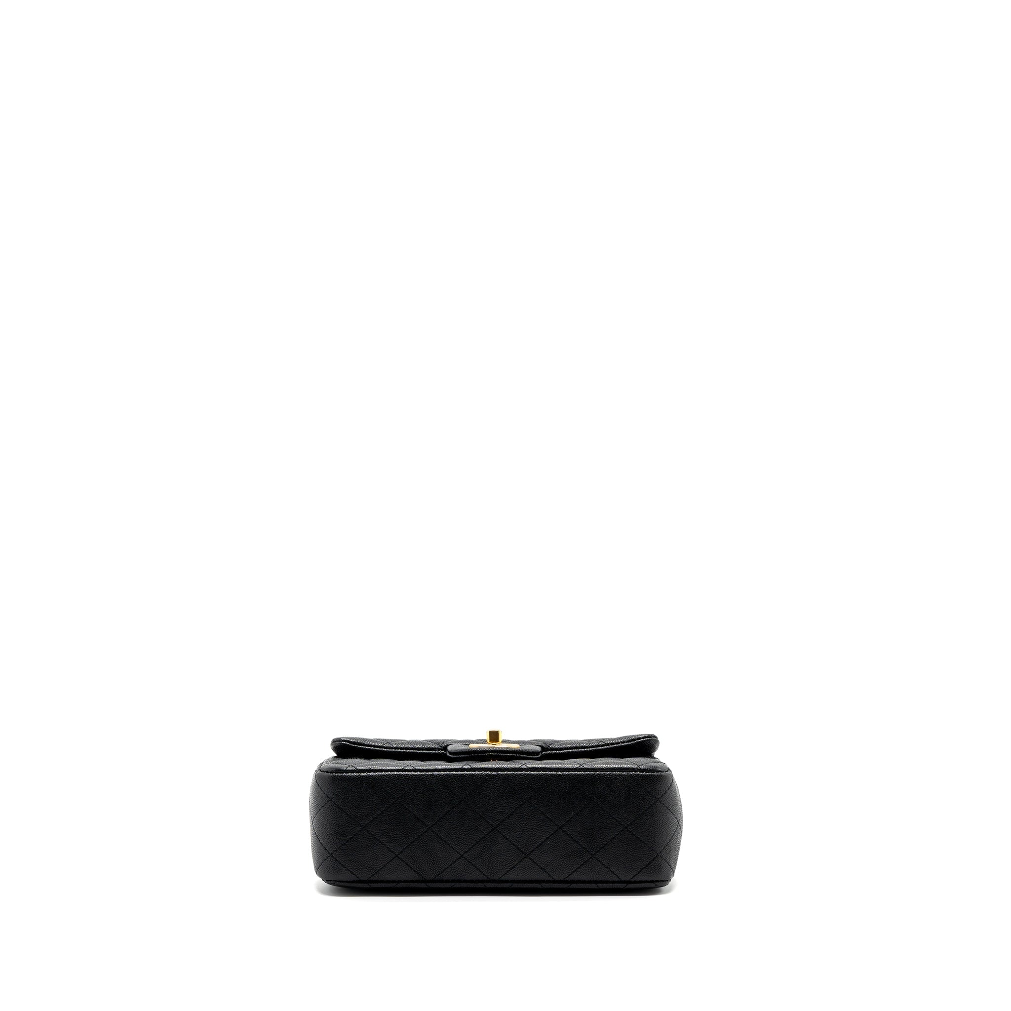Chanel top handle mini rectangular flap bag grained calfskin black