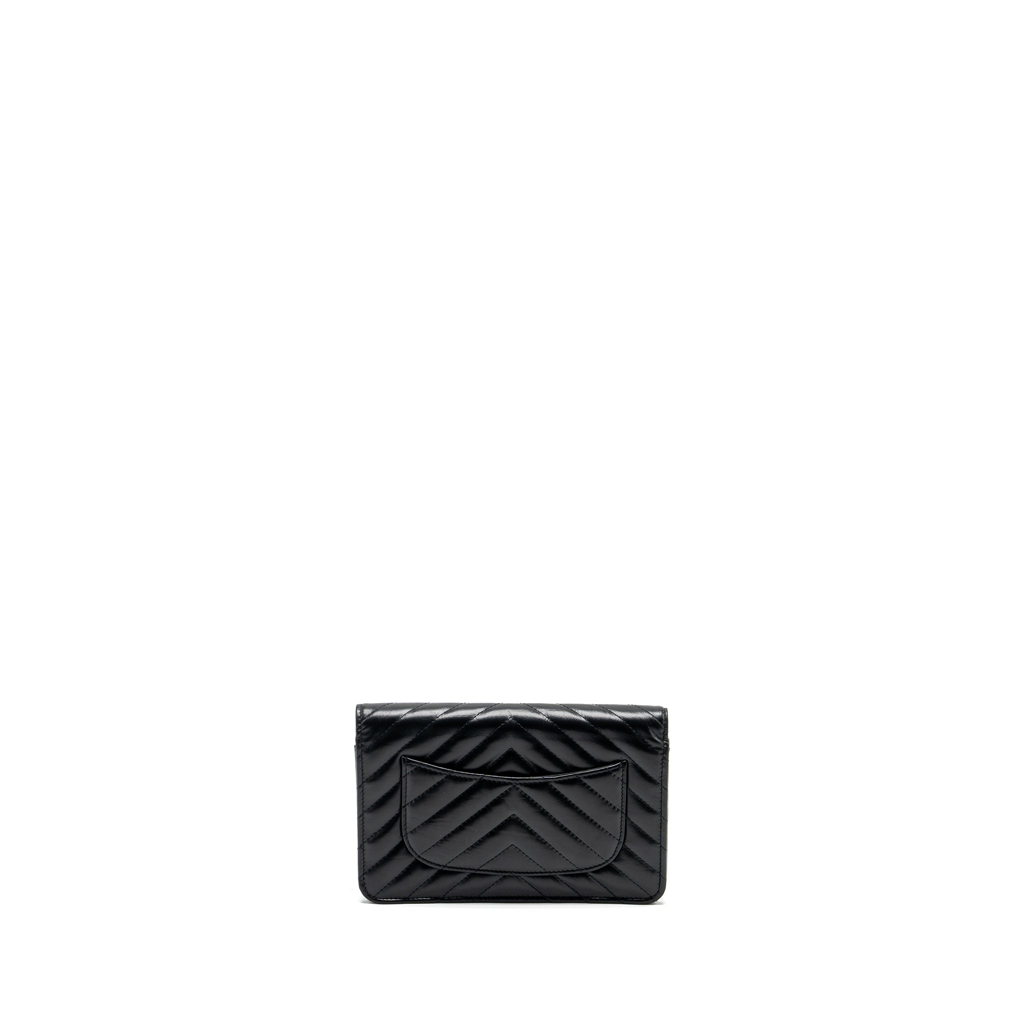 Chanel Chevron 2.55 reissue wallet on Chain aged calfskin black  (microchip)