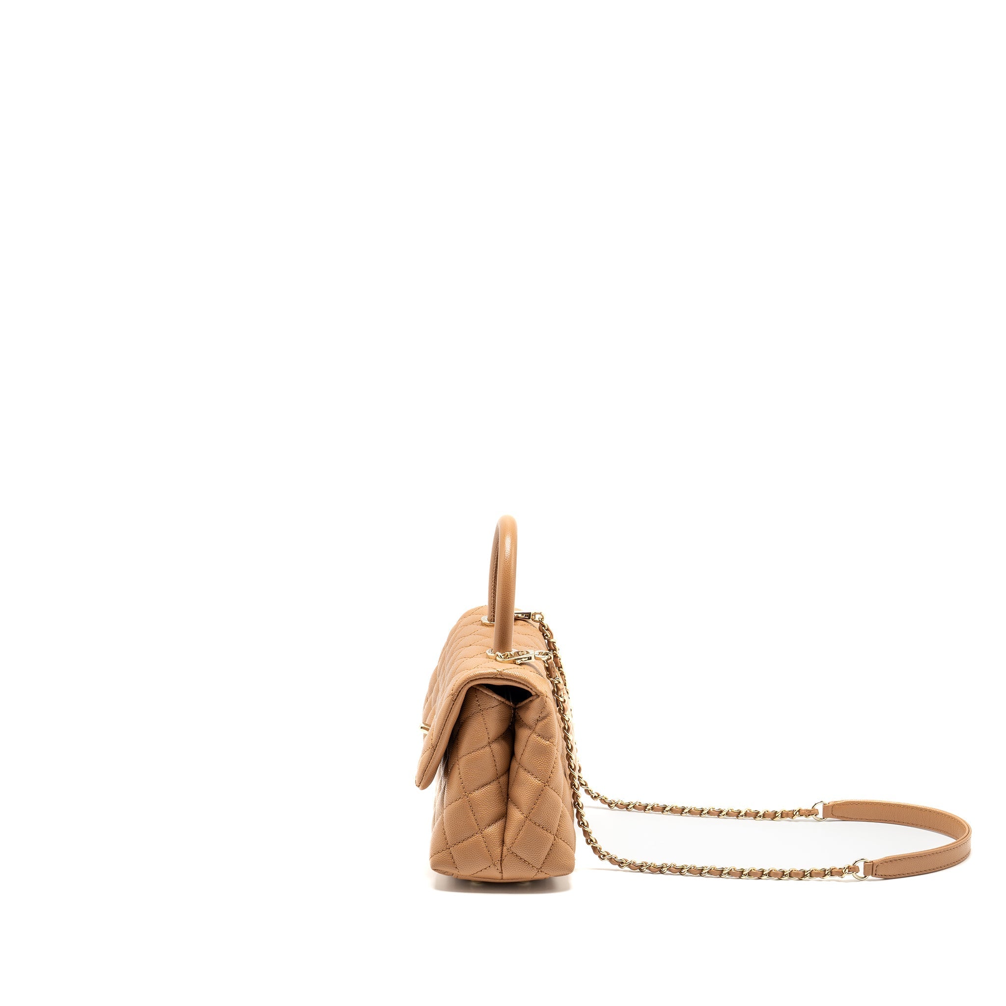 Chanel 21P Small Coco Handle Caviar Caramel L