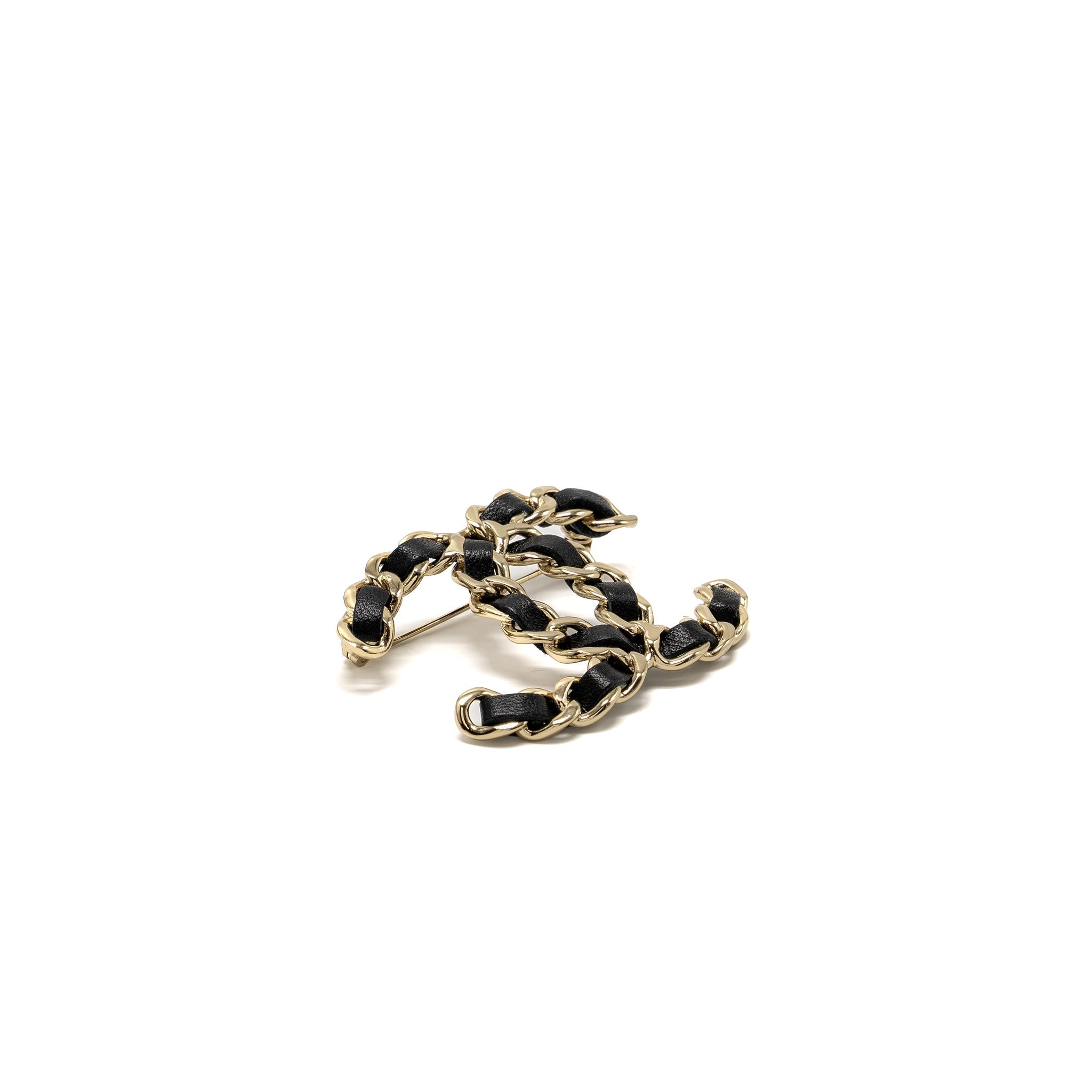 Chanel CC Logo Leather Chain Brooch L