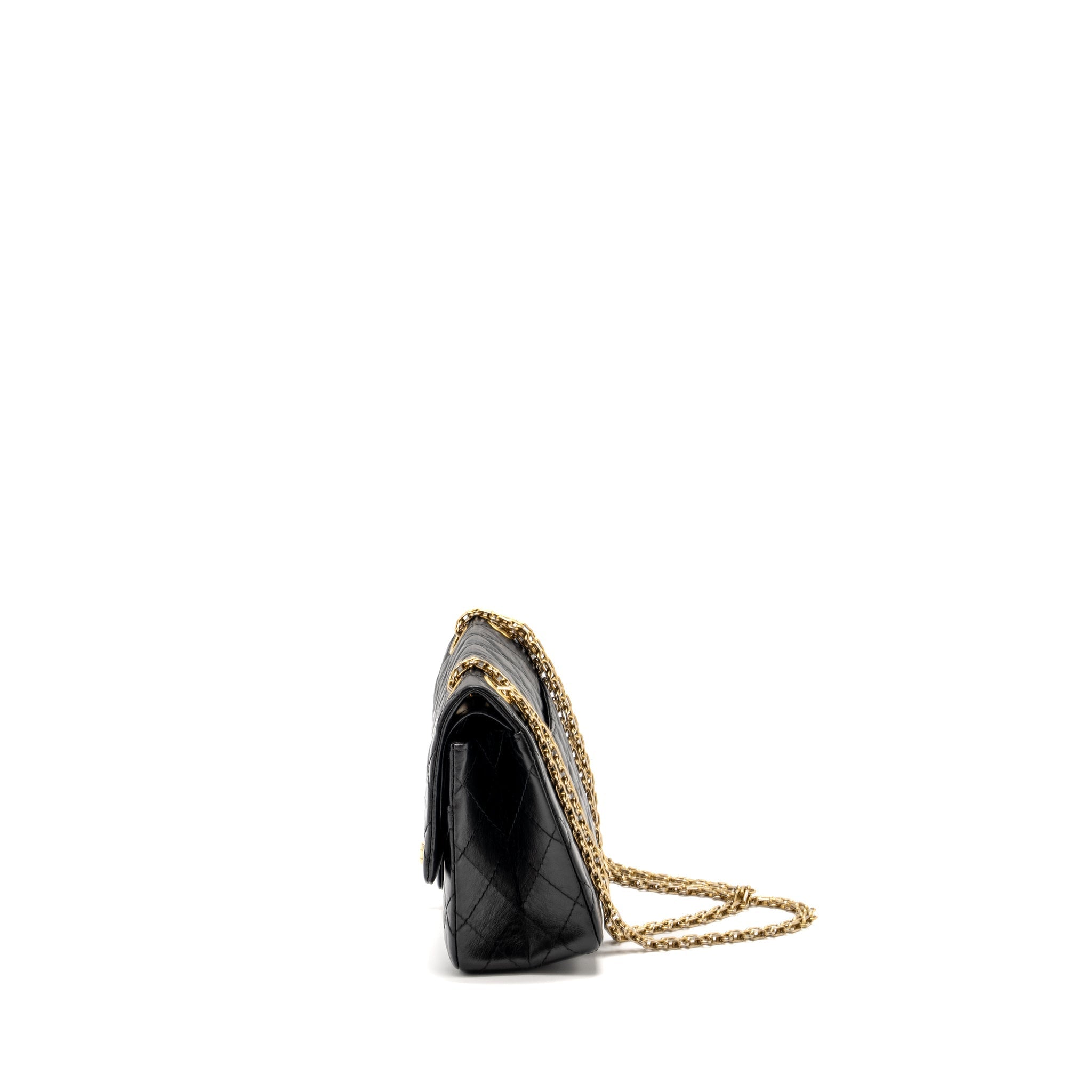Chanel small 2.55 225 reissue flap bag aged calfskin black