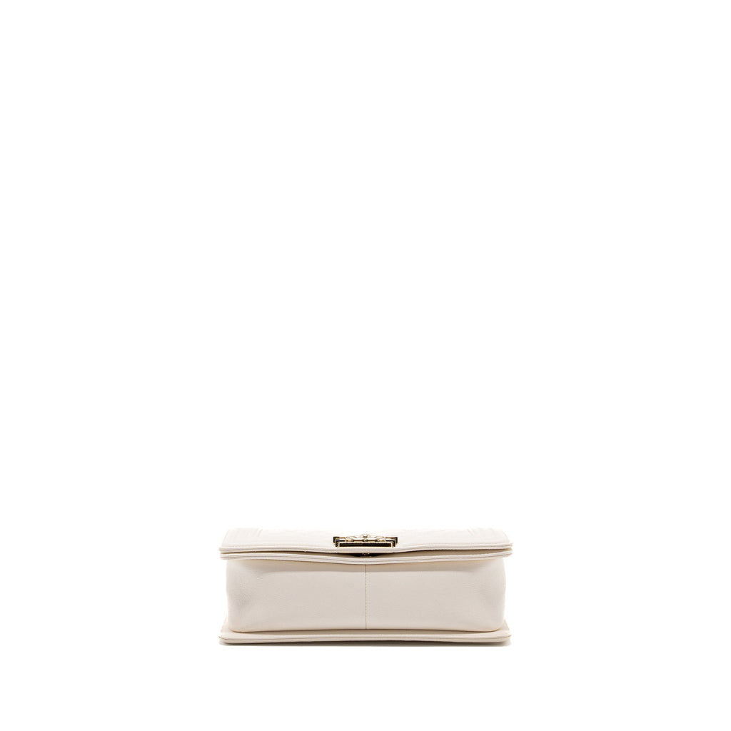 CHANEL MEDIUM LE BOY CAVIAR WHITE L