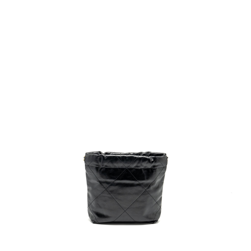 Chanel Mini 22 Bag Shiny Calfskin BLACK  (Microchip)