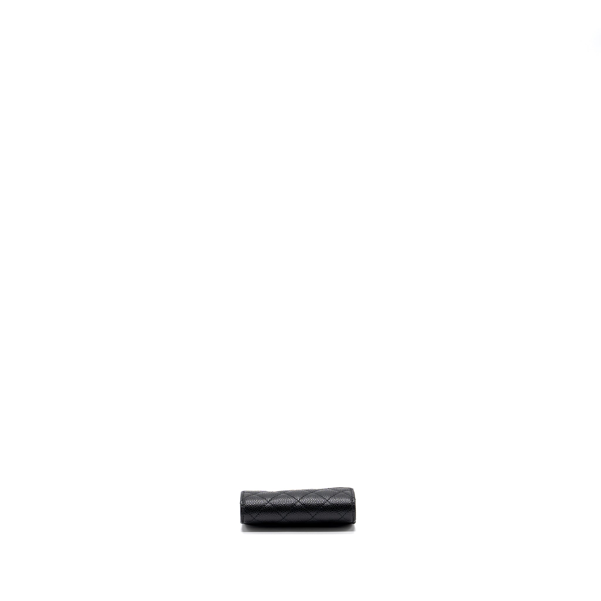 Chanel classic flap card holder caviar black  (microchip)