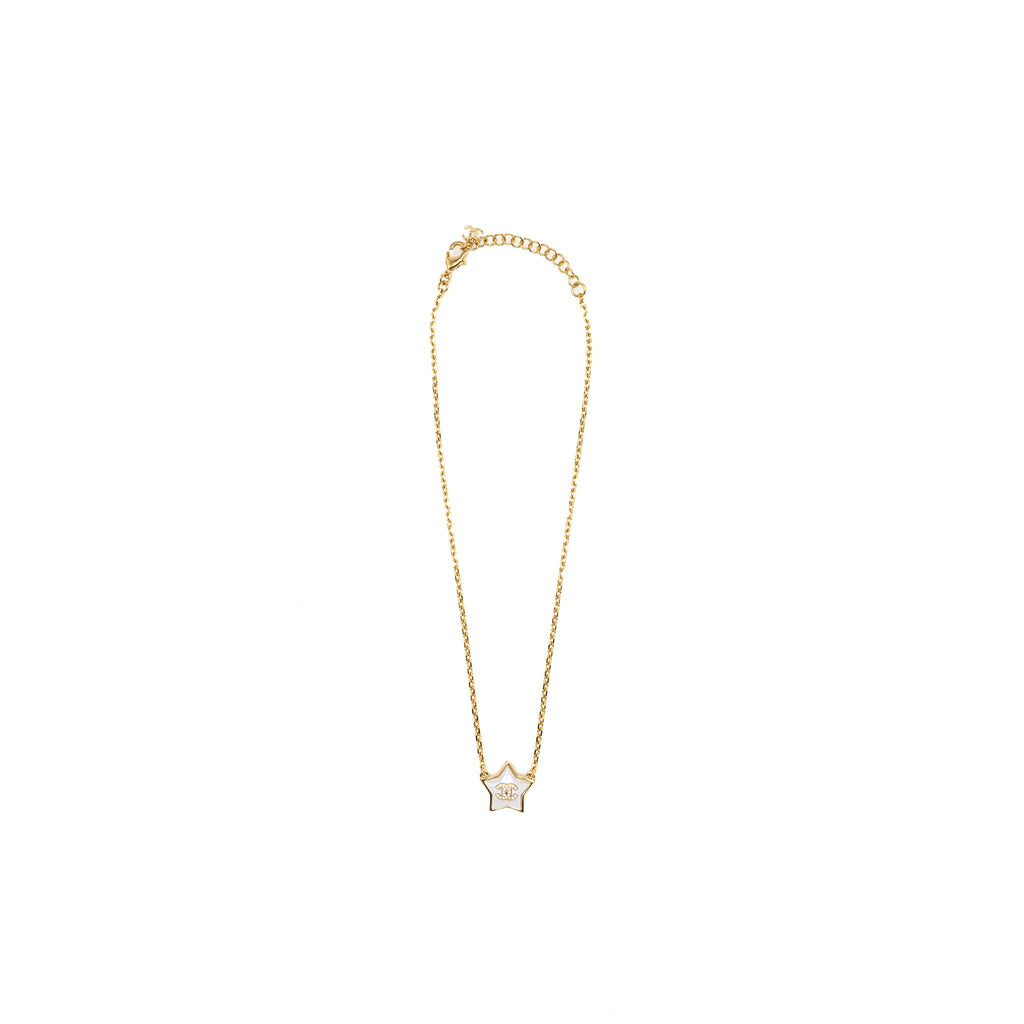 Chanel Star CC Logo Necklace Crystal/Gold Tone