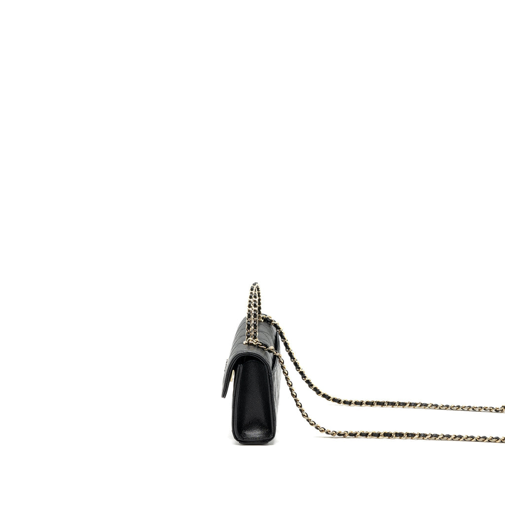 chanel 23p top handle mini flap bag with chain caviar black L (microchip)