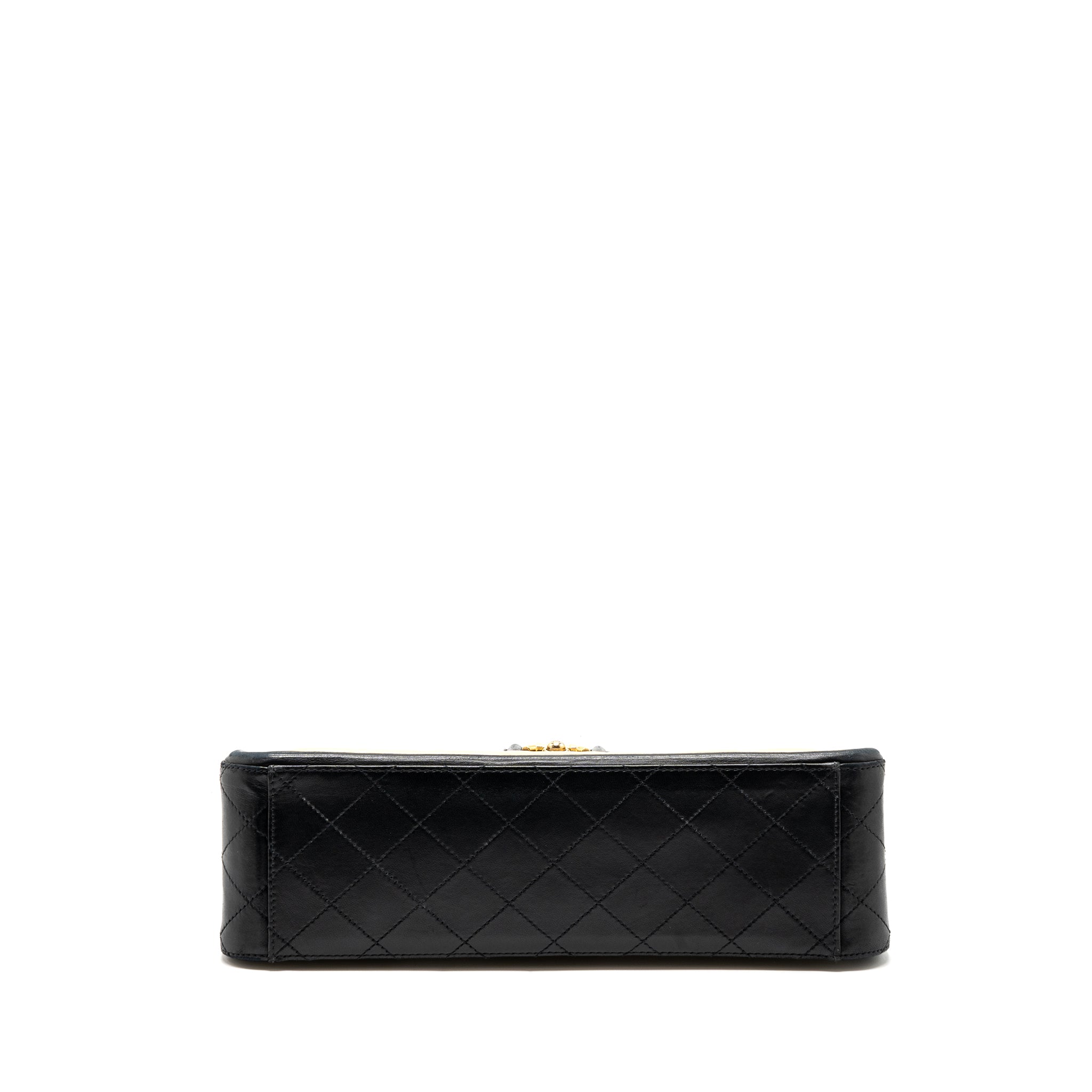 Chanel Quilted small shopping tote bag lambskin beige / black