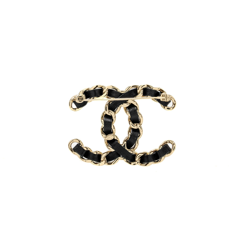 Chanel CC Logo Leather Chain Brooch L
