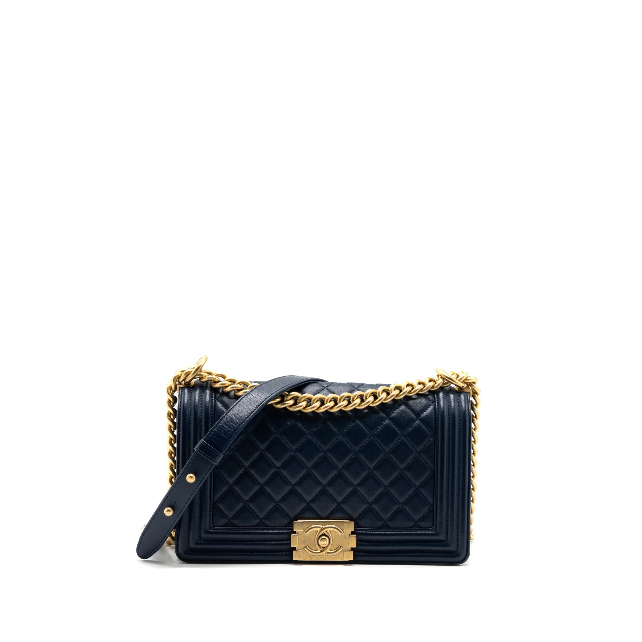 Chanel Medium Boy Bag Lambskin Dark Blue