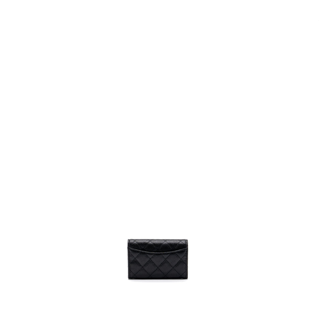 Chanel classic flap card holder caviar black  (microchip)