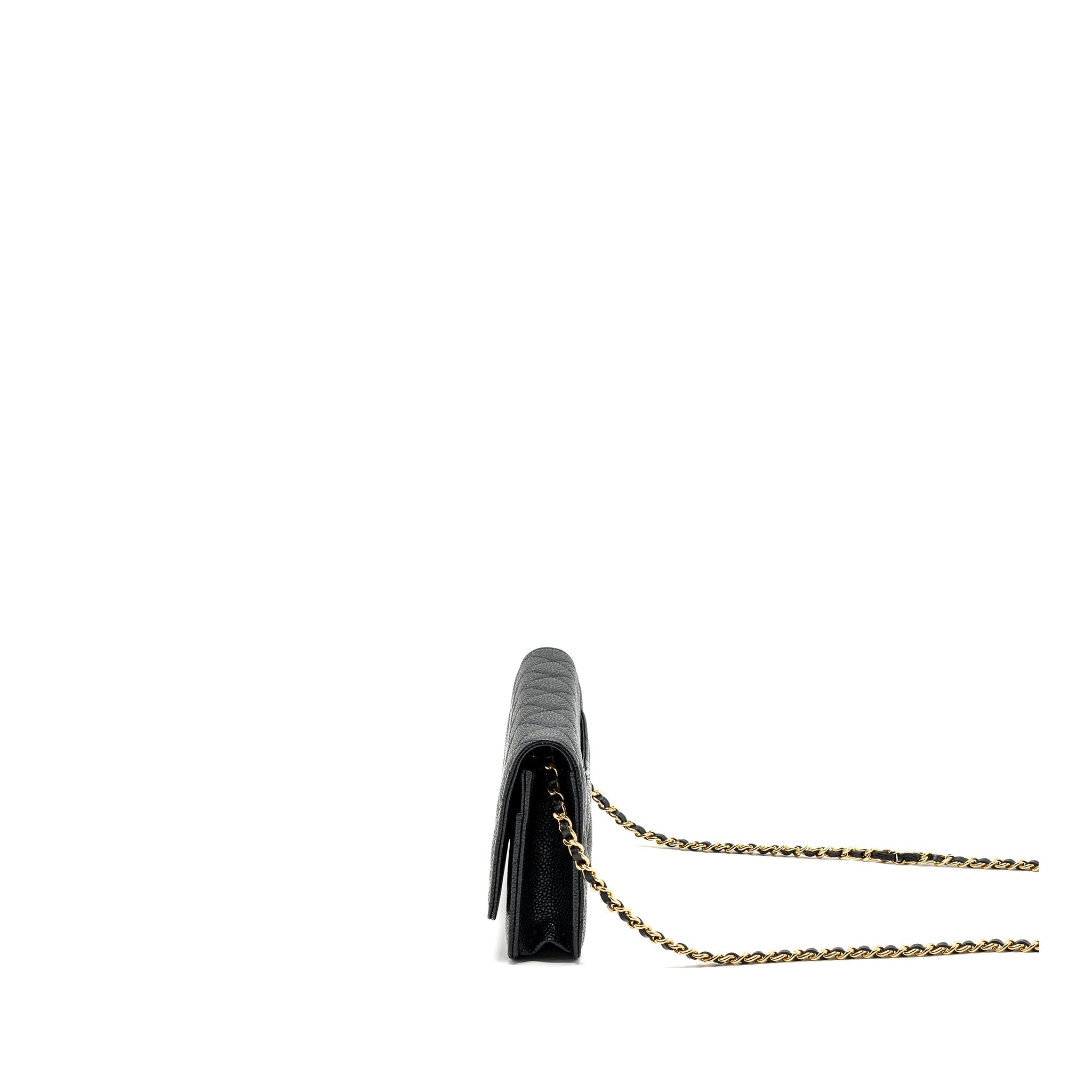 Chanel classic wallet on chain caviar black