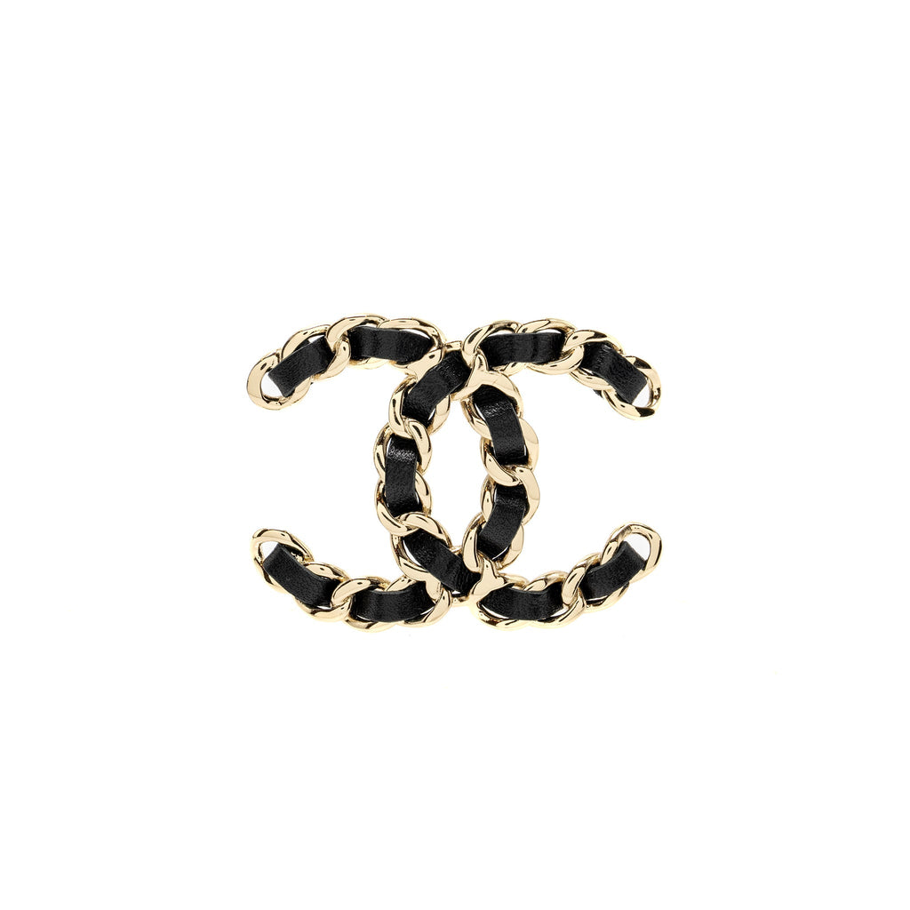Chanel CC Logo Leather Chain Brooch L