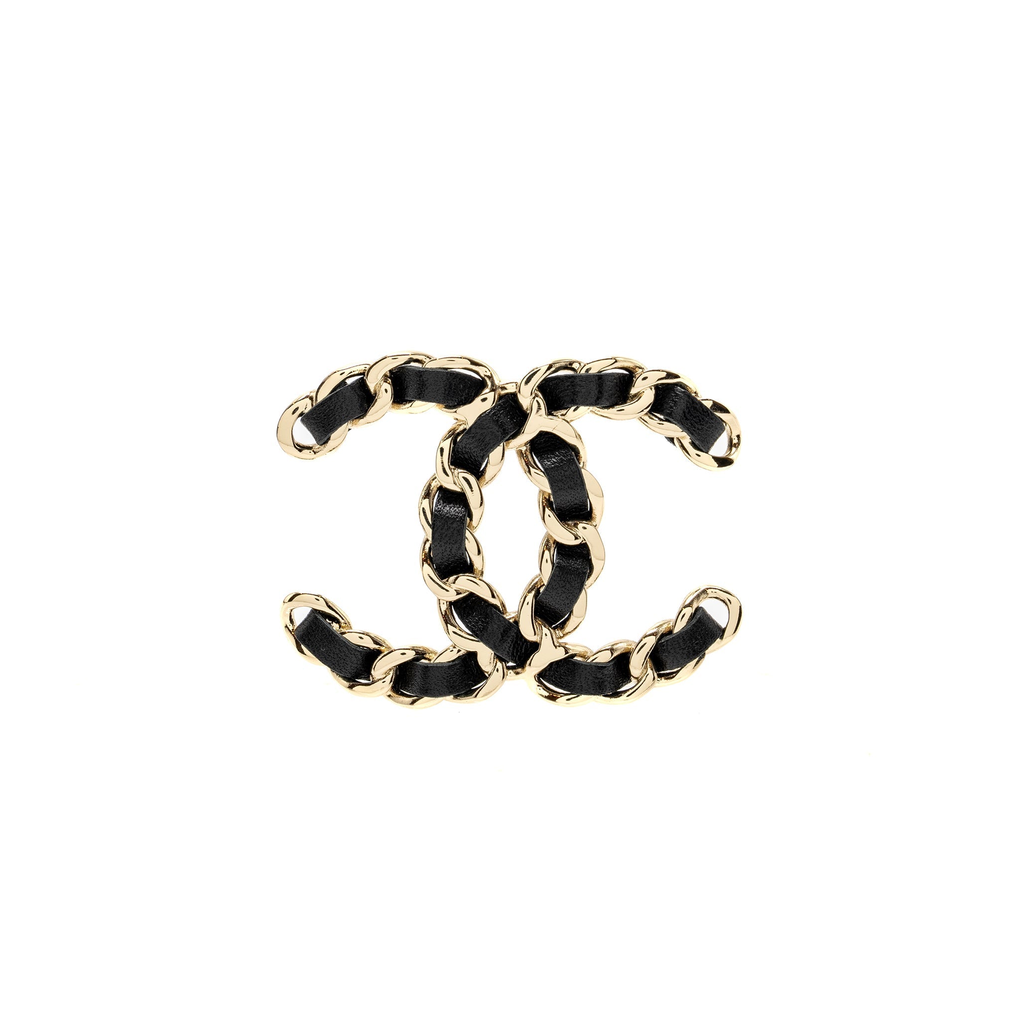 Chanel CC Logo Leather Chain Brooch L