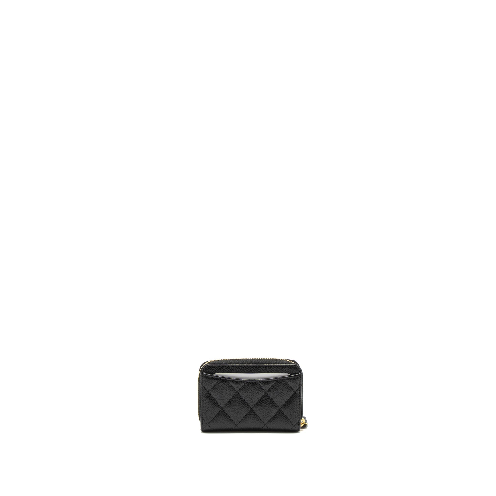 Chanel Zip Card Holder Caviar Black  (Microchip)