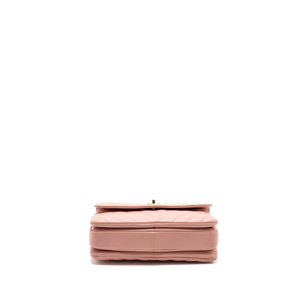 Chanel Chevron Trendy CC Top Handle Flap Bag Lambskin Light Pink L