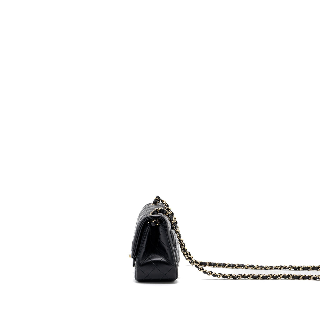 Chanel Classic Mini Square Flap Bag Lambskin Black L (Microchip)