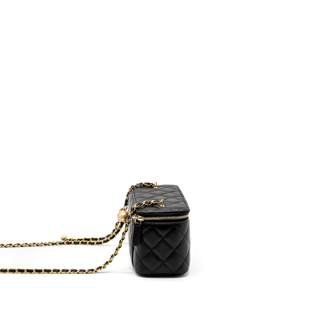 Chanel Pearl Crush Long Vanity with Chain Lambskin Black  (Microchip)