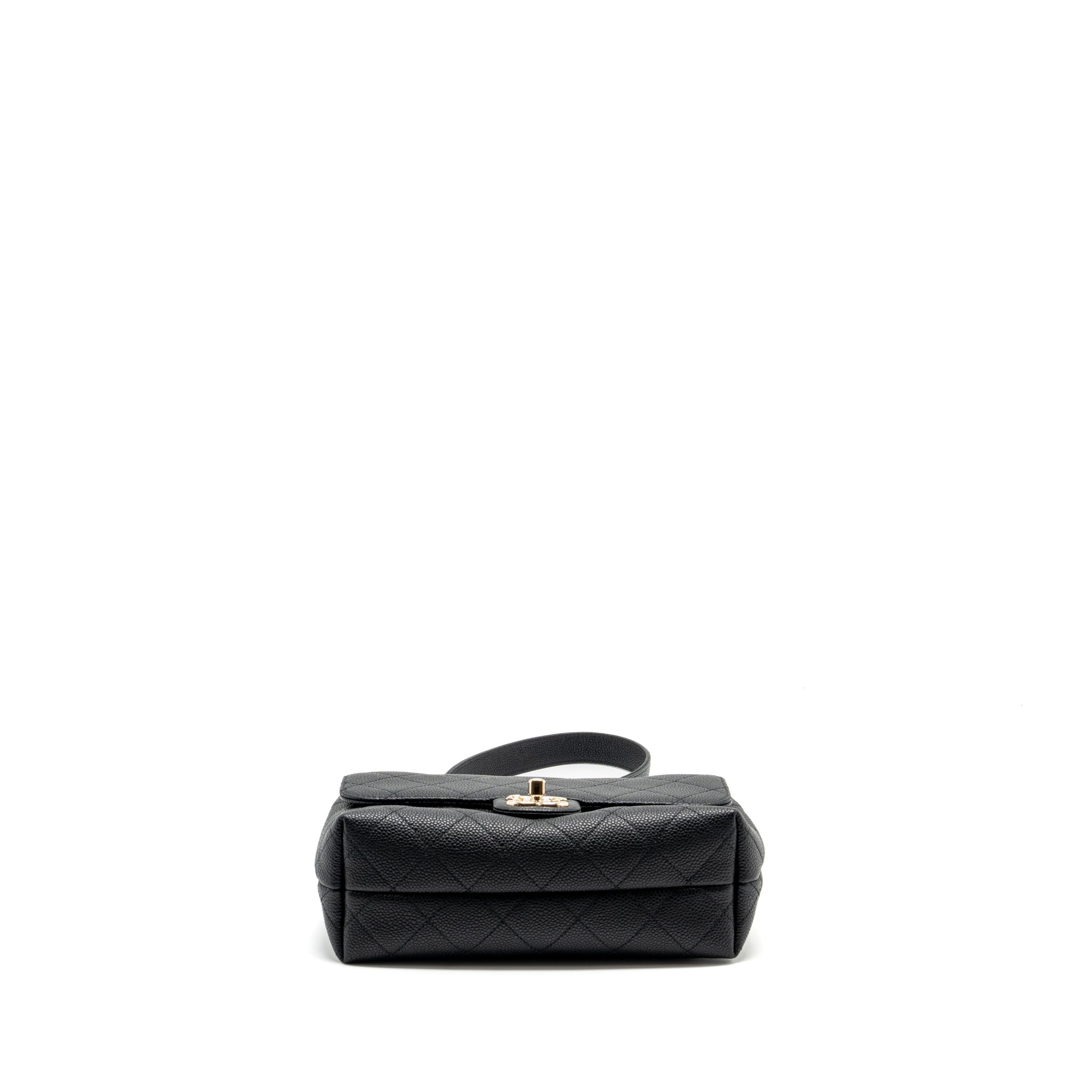 Chanel Chain Handle Flap Bag Quilted Calfskin Black L