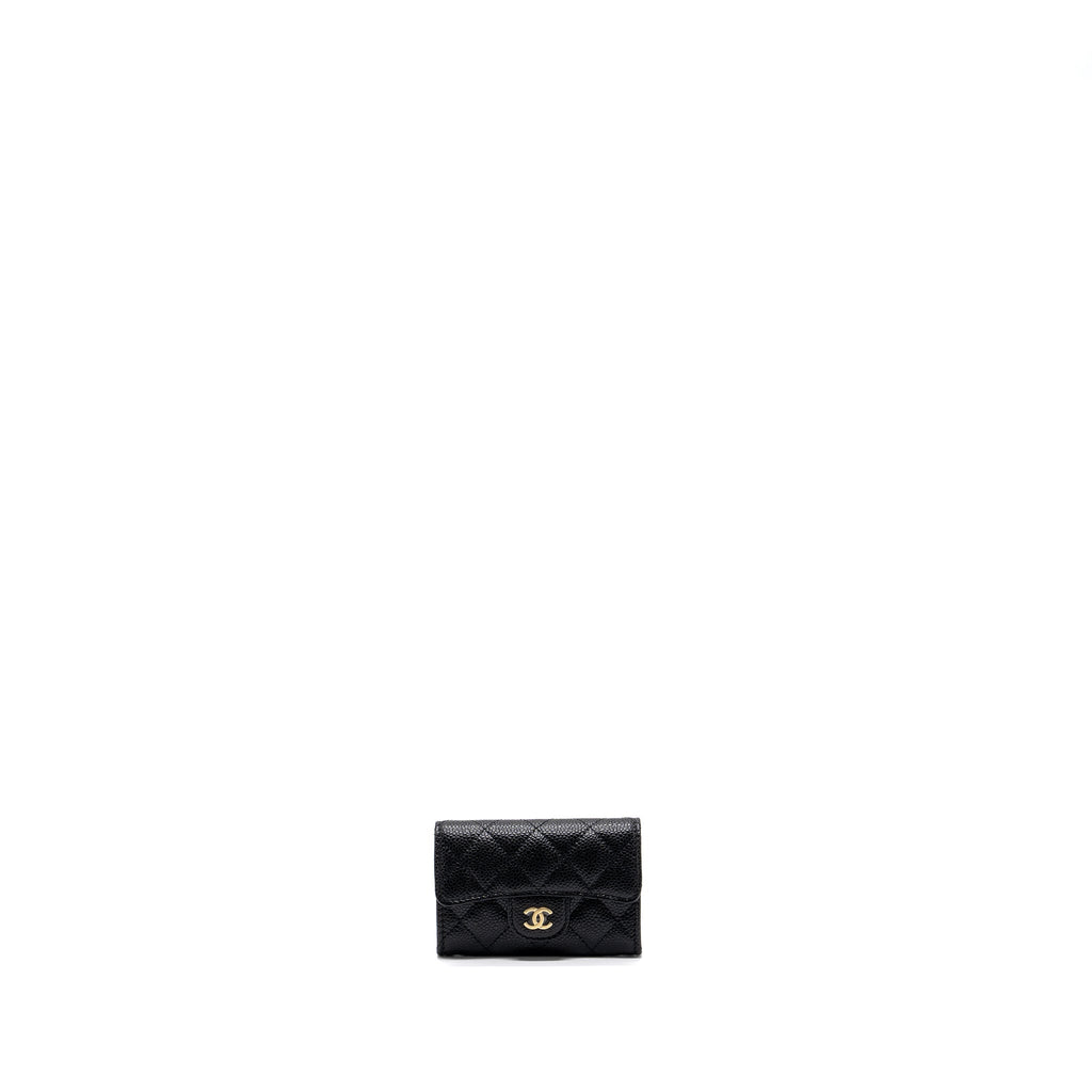 Chanel classic flap card holder caviar black  (microchip)