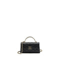 chanel 23p top handle mini flap bag with chain caviar black L (microchip)