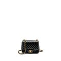 Chanel Mini Square Chevron Flap Bag Lambskin Black
