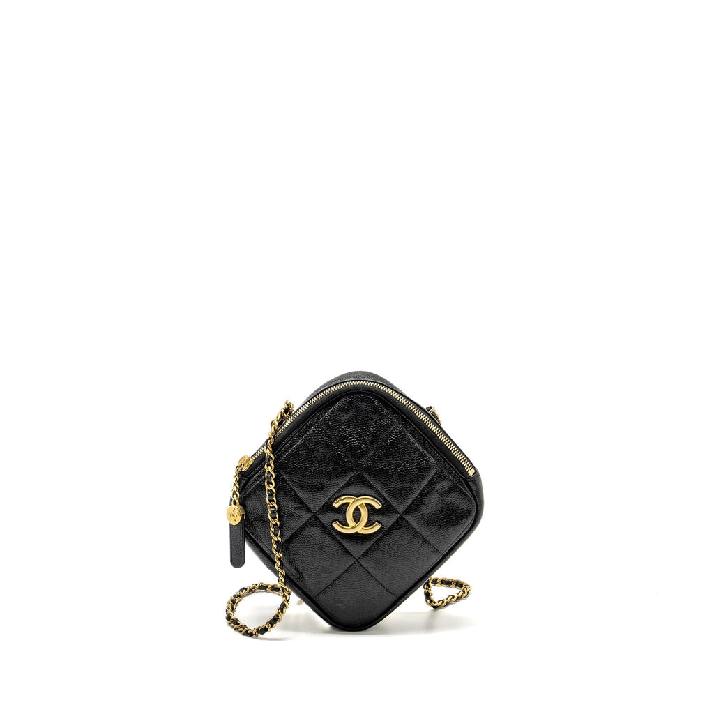 Chanel Quilted shape chain bag caviar black