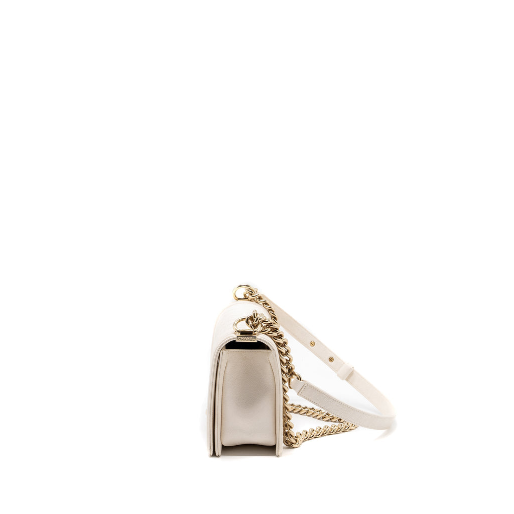 CHANEL MEDIUM LE BOY CAVIAR WHITE L