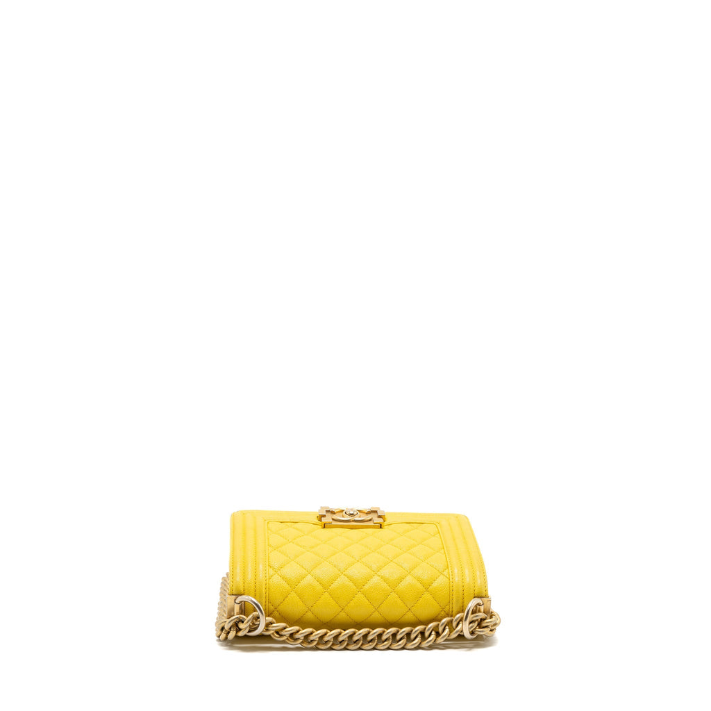 Chanel Small Boy Bag Grain Calfskin Yellow