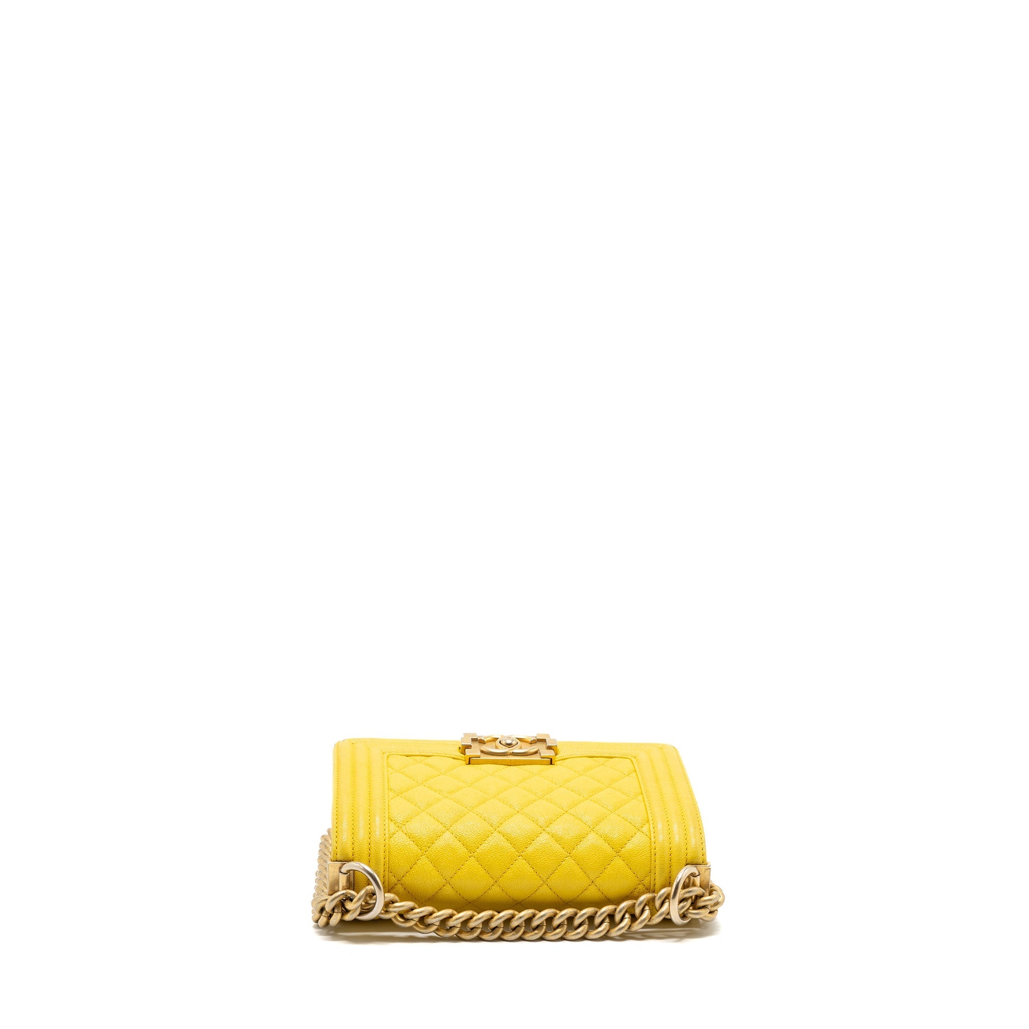 Chanel Small Boy Bag Grain Calfskin Yellow